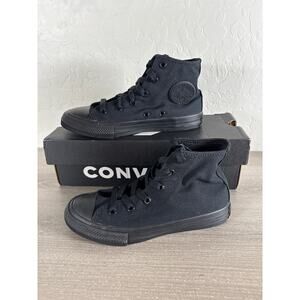 CONVERSE All Star Chuck Taylor Hi Top Black Mono Canvas Little Kids Sz 1 Shoes